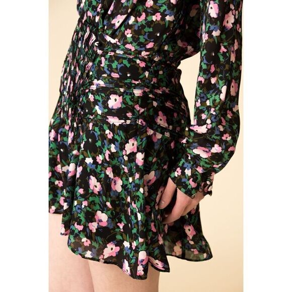 Veronica Beard Naomi Floral Silk Long Sleeve Mini Dress - Picture 4 of 13
